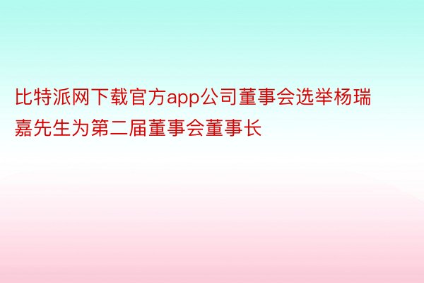 比特派网下载官方app公司董事会选举杨瑞嘉先生为第二届董事会董事长