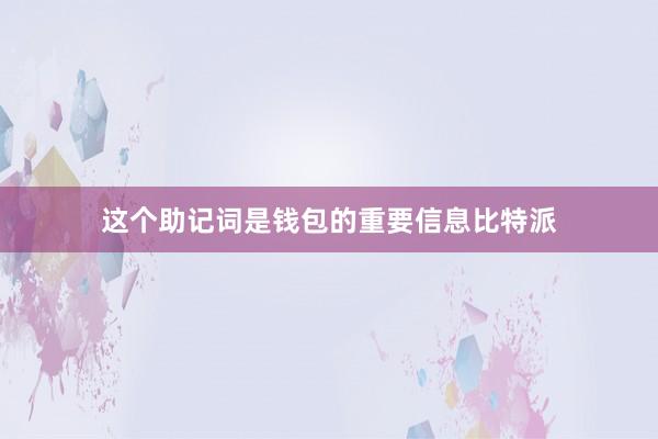 这个助记词是钱包的重要信息比特派