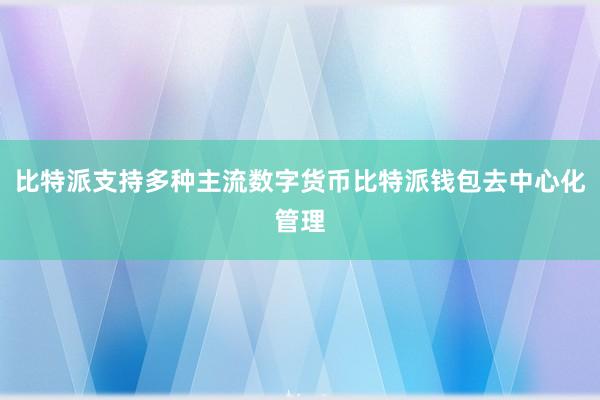 比特派支持多种主流数字货币比特派钱包去中心化管理