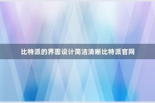 比特派的界面设计简洁清晰比特派官网